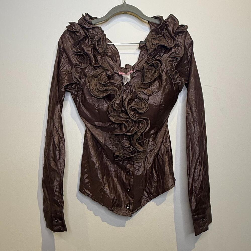 Brown Ruffled Top - Picture 4 of 6
